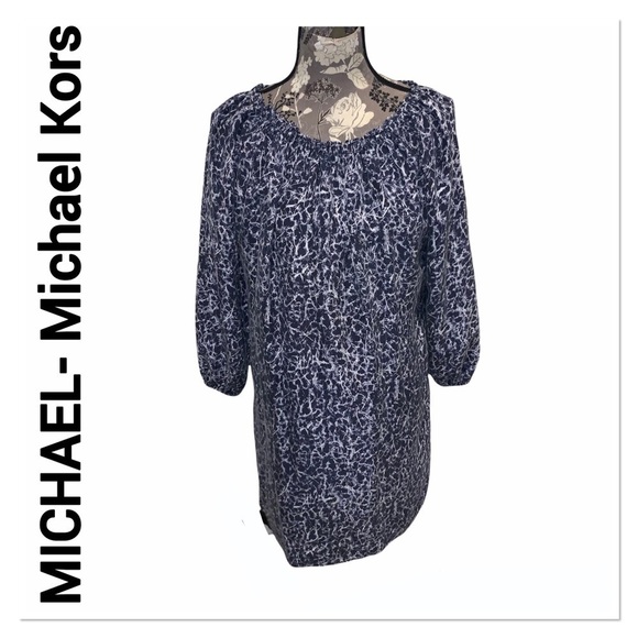 MICHAEL KORS Blue Animal Print Silk Dress size small - Picture 1 of 9